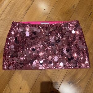 Danielle Guizio Low Rise Paillette Skirt - Pink